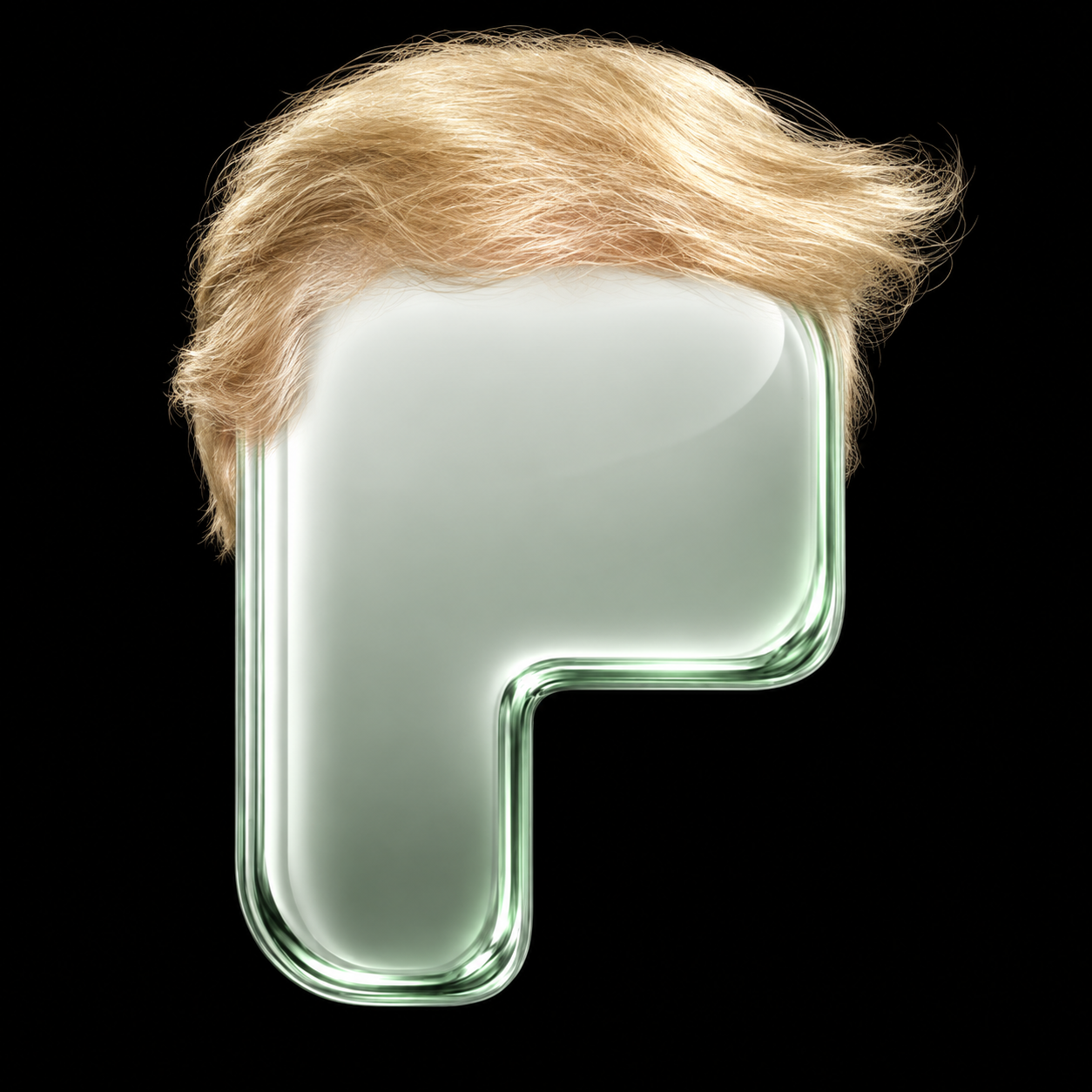 TRUMPONS glass character with Donald Trump's hairstyle